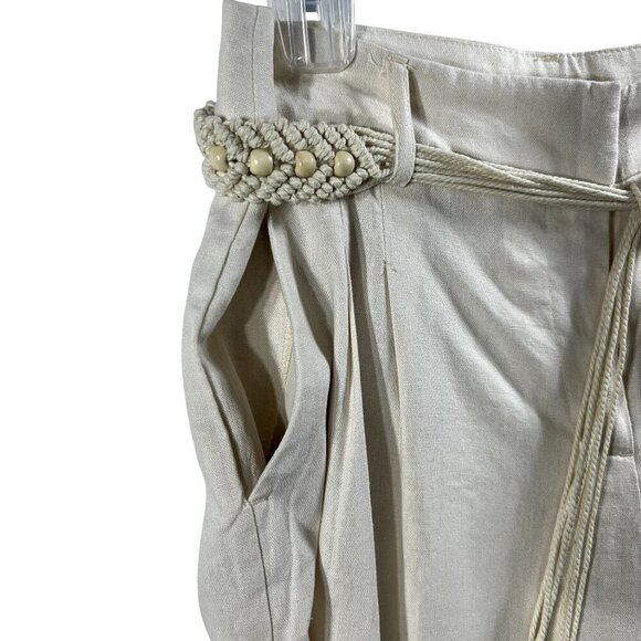House Of Harlow 1960 NEW Womens XS Linen Blend Palazzo Pants Rope Beaded Belt - Picture 5 of 15